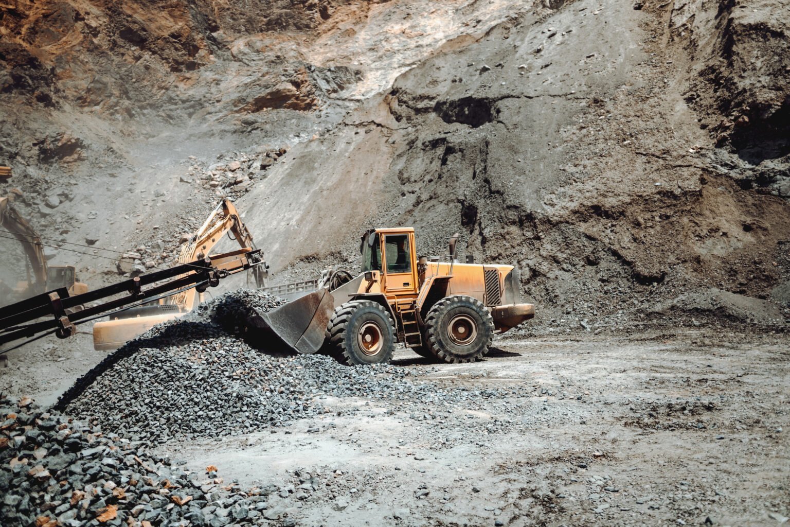 Heavy equipment at an industrial project site